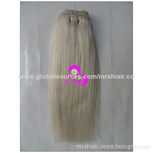 16-inch Human Hair Weave Extensions, Silky Straight, Color 60#